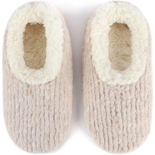 Amazon.com | Snoozies Womens Slippers Teddy Bear Faux Fur, Sherpa-Lined Fuzzy Slippers Size 7-8 with Memory Foam (Oatmeal, Medium) | Slippers