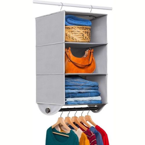 Hold N' Storage - 3 Shelf Hanging Closet Organizer - Black Metal Rod