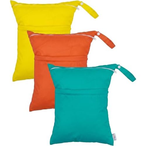 ALVABABY Wet Bag 3 Pack Two Pockets Travel Storage Bags Cosmetic Bags Handbags Wash Bags Beach Pool Daycare Soiled Baby for Swimsuits or Wet Clothes 3L-ZM45-CA