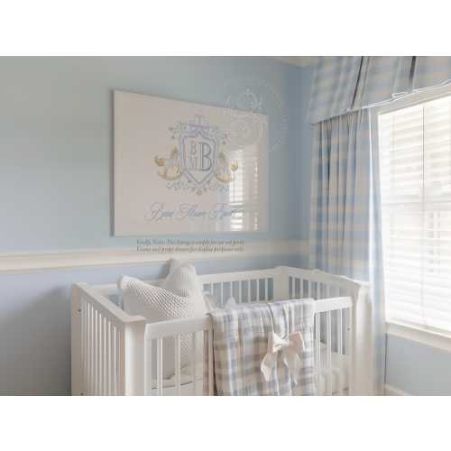 Rocking Horse Nursery Print | Grandmillennial Baby Boy Monogram