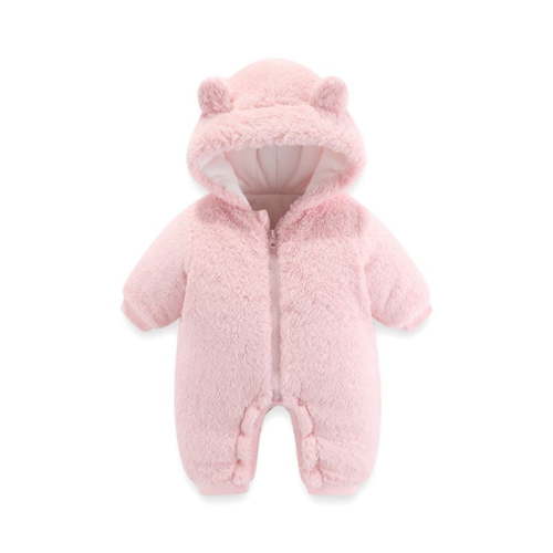 XFHLMJFF Bear Ears Jumpsuit Hooded Baby Boys Girls Long Sleeve Winter Coat Solid Color Warm Thick Onesies Size 6-9 Months