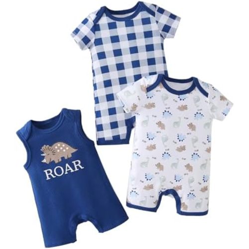 Baby Boy Rompers Short Sleeve Cotton Toddler Rompers Graphic Print Baby Clothes One-Piece Outfit