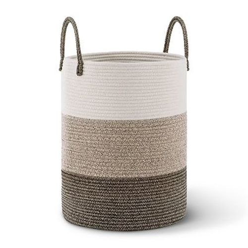 Cheer Collection Large Woven Cotton Laundry Hamper with Durable Handles for Home Storage