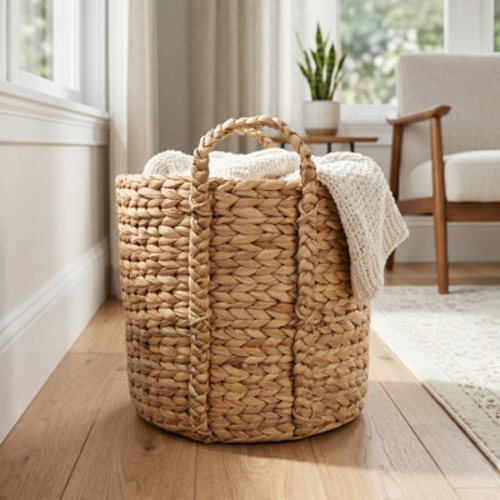 Rebrilliant Round Water Hyacinth Basket- Large | Wayfair