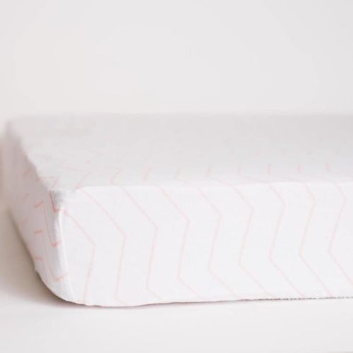 Pink Fitted Crib Sheet for Baby Mattress - Jersey Knit Cotton for Girl Nursery Bedding - Chevron, Polka Dot, and Stripe Crib/Toddler Sheets (Zig Zag)