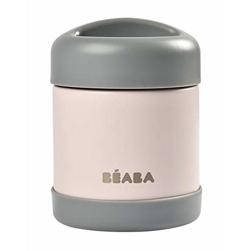 Beaba Stainless Steel Insulated Food Jar 10 oz, Kids Thermos, Lunch Containers, Leakproof, Wide Opening, Suitable for Hot and Cold Foods (Rose)