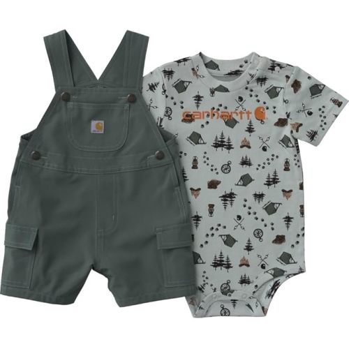 Carhartt baby-boys 2-piece Short Sleeve Bodysuit & Cargo Pocket Shortall Set