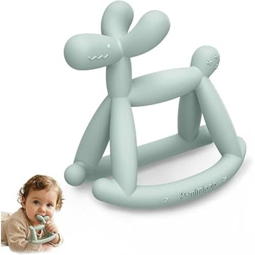 Baby Teething Toys, Food Grade Baby Teether Toys for Babies 3 6 12 18 Months, Jellydog Silicone Teethers Toddlers Chew Toys BPA Free Baby Gift (Mint Green)