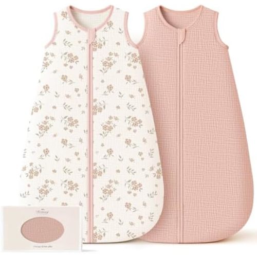 Konssy Muslin Baby Sleep Sack 0-6 Months, 0.8 TOG Baby Wearable Blanket