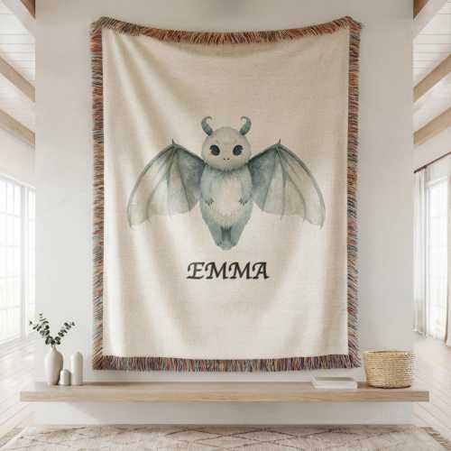 Personalized Mothman Baby Blanket, Cryptid Nursery Decor, Custom Name Baby Blanket, Gothic Nursery Gift, Fantasy Baby Blanket Woven Throw