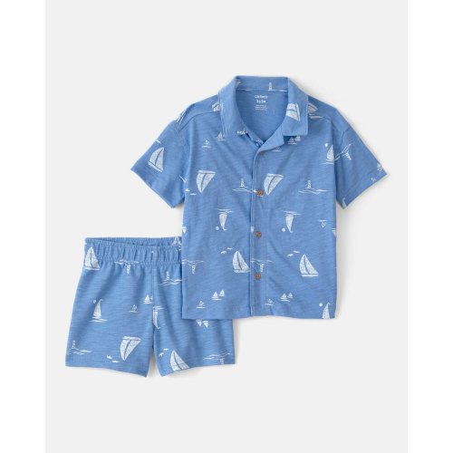 Toddler Boy 2-Piece Sailboat Top & Short Set - Blue | Carter's