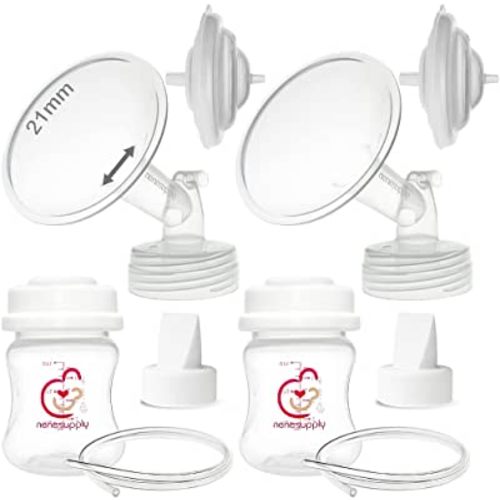 Nenesupply Pump Parts Compatible with Spectra S2 S1 9 Plus Breast Pump to Replace Spectra Pump Parts S2 Accessories Flange 21mm Duckbill Valve Tubing Bottles Backflow Protector