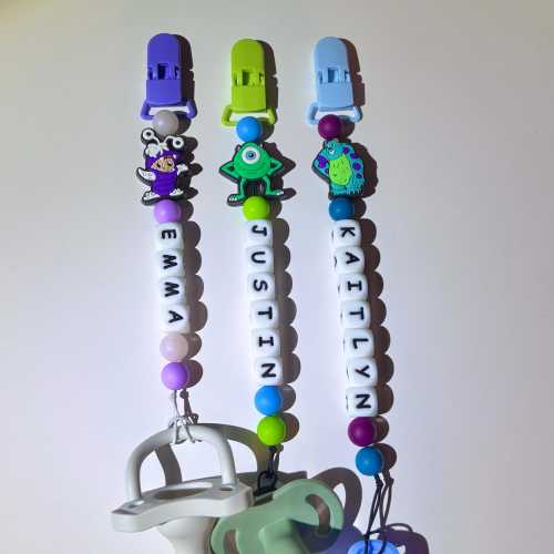 Monsters Inc Paci Clips Disney Inspired Binky Clips Boo Mike Sully Personalized Custom Paci Clips Disneyland Disney World for Babies