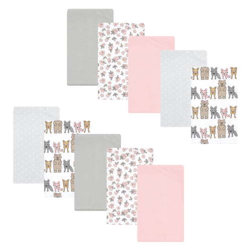 Luvable Friends Hudson Baby Flannel Burp Cloths 10pk, Woodland Bloom Pink