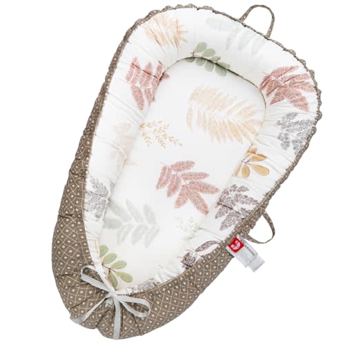 Baby Lounger for Newborn Cover,Removable Slipcover Infant Nest-Breathable & Portable Adjustable Cotton Soft Baby Floor Seat - for TravelNewborn Essentials (Leaves)