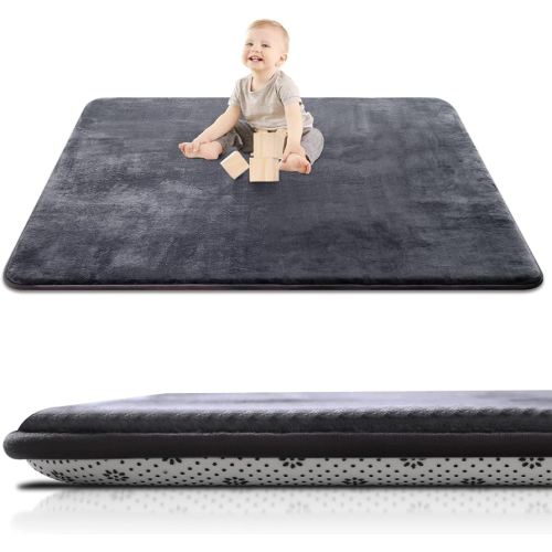 SEPARO Thick Baby Play Mat for Floor,50 x 50 Playpen Mat,Tummy Time Foam Mats,Ultra Soft Support & Plush Feel,Easy Care with Non-Slip Cushioned for Infant,Kids and Toddler Crawling, Dark Grey
