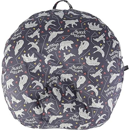 IBraFashion Newborn Lounger Cover - 100% Cotton for Boppy Original Lounger - Hypoallergenic & Machine Washable Replacement Cover Neutral Zodiac Astronomy Pattern(Grey, Sweet Dreams)