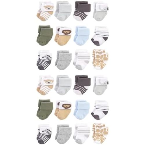Hudson Baby Unisex Cotton Rich Baby Terry Socks 24-Pack