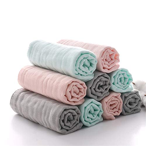 Baby Bath Washcloths by MUKIN - Muslin Face Towels for Newborn, Ultra Soft Wash Cloths for Babies (Multicolored, 12x12 Inch (Pack of 9))