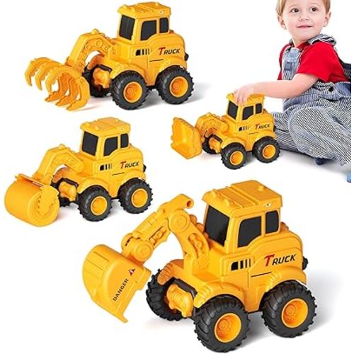 Olbyefly Construction Toys for 2 3 4 5 6 + Year Old Boys Kids Toddlers Girls, Sandbox Excavator Toy Trucks Construction Truck Toys Vehicles Bulldozer Road Roller Toy Christmas Birthday Gifts for Boys