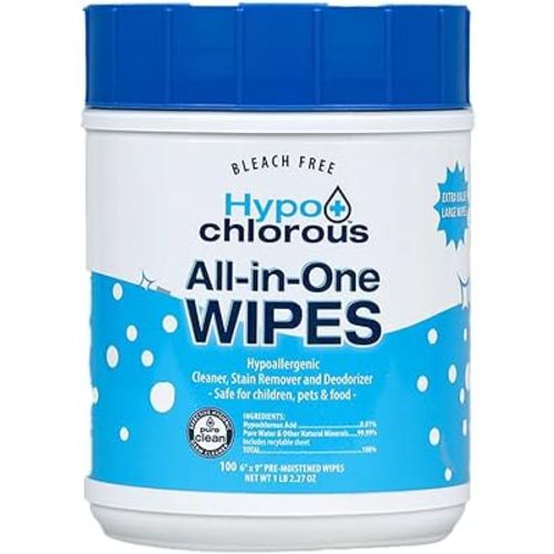 Hypochlorous Acid Wipes (2-Pack) – 200 Count Unscented, Non-Toxic Cleaner for Skin, Baby, Pet, Home & Gym – Bleach-Free