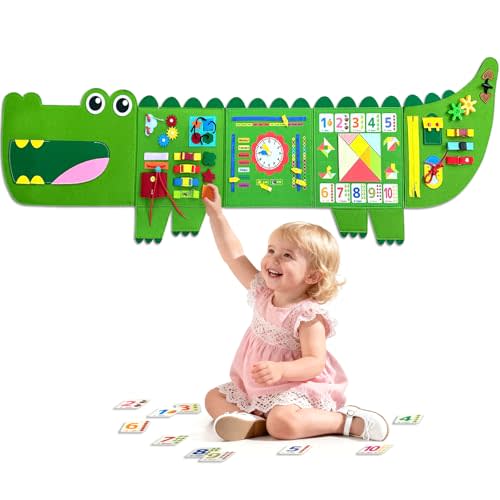 Crocodile Foldable Activities Montessori Busy Board Toddler Busy Board Montessoris Toys for 3+ Years Old Wall Panel