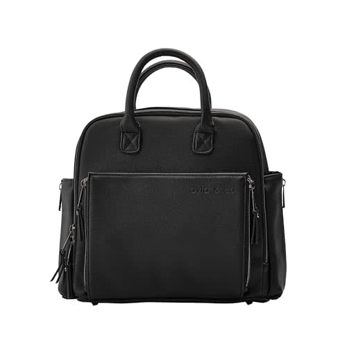 Ayla & Co Mini Bag, Transitional Minimal Diaper Bag, Vegan Leather, with Expandable Pockets, Built-In Wallet, Organizer