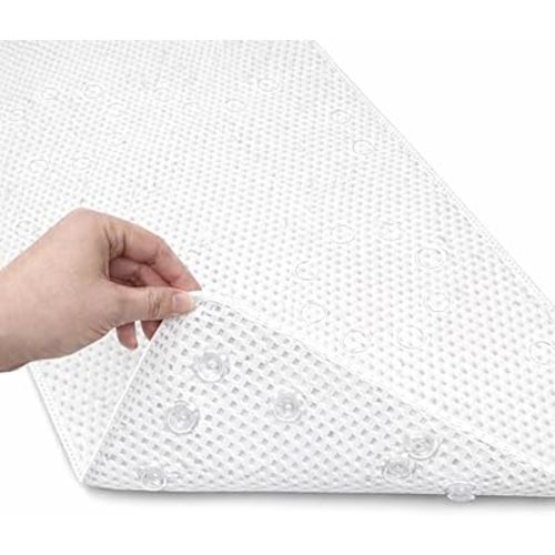 Bathtub Mat Non Slip, Bath Mat for Tub Non Slip, Tub Mat Extra Large 36 x 17 in, Bathtub Mat with Suction Cups & Drain Holes, Soft Foam, Machine Washable, White