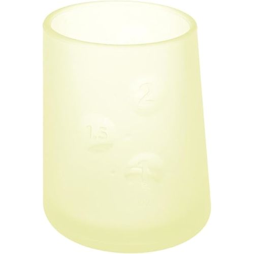 Olababy First Cup | Clear Sense 100% Silicone Infant Trainer Cup | 2oz Medicine Cup for Newborn | Non-Slip & Sloping Design for Tiny Hands & Baby Led Weaning (Lemon, 1 Cup)