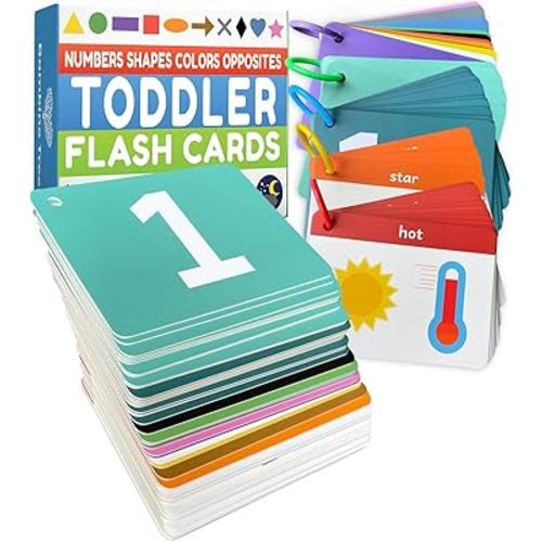 Toddler Flash Cards - Learn Colors, Numbers, Shapes, Opposites on Thick Jumbo Flashcards for Early Learners - Teacher Designed for Preschool, Kindergarten & Toddlers