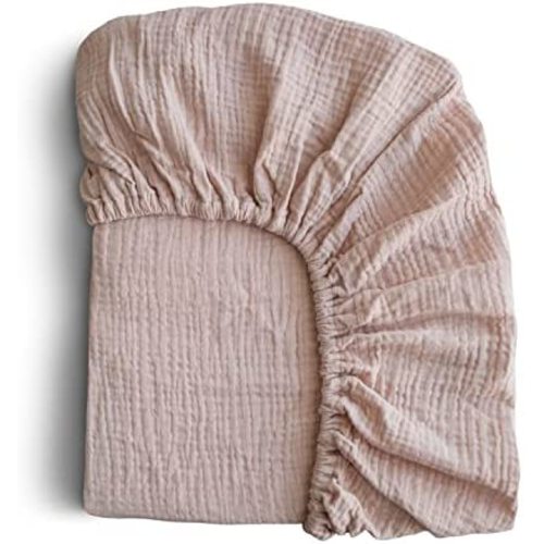 mushie Extra Soft Muslin Fitted Crib Sheet | 28"x 52" (Blush)