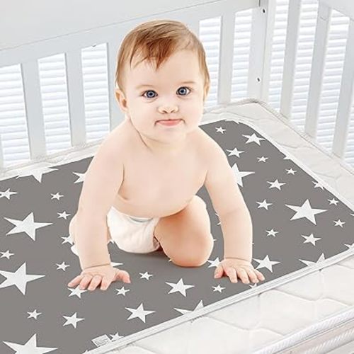 2 Pack Baby Diaper Changing Pad Maveek 19.6'' X 27.5'' Waterproof Changing Mat Portable Diaper Pad Travel Changing Mat Foldable Absorbent Mats for Home and Outdoor(2Grey)
