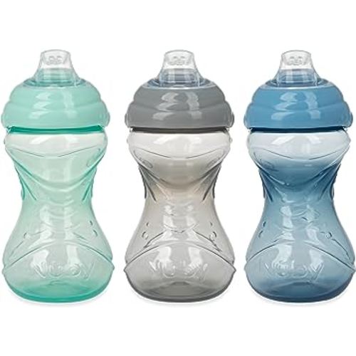 Nuby Clik-It Soft Spout No-Spill Easy Grip Sippy Cup - (3-Pack) 10 Oz - 6+ Months - Neutral