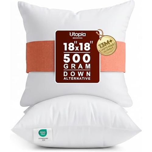 Utopia Bedding 18x18 Pillow Inserts, White Throw Pillows for Couch, 2 Pack