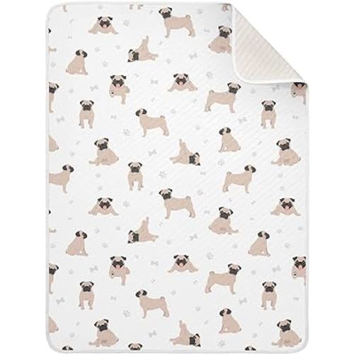 Swaddle Blanket for Cute Pug Puppy Dogs Baby Receiving Blanket Muslin Baby Swaddles Soft Cotton Breathable Nursery Blankets for Unisex Boys and Girls 30x40 Inch