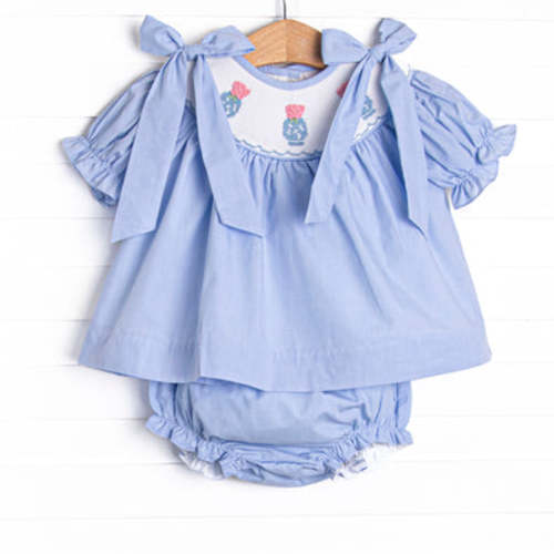 Garden Party Petals Smocked Diaper Set, Blue 9M – Stitchy Fish