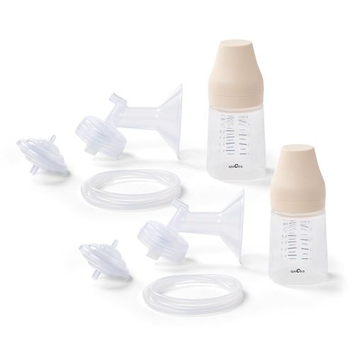Premium Breast Milk Pump Accessory Kit with Baby Bottles - Medium 24mm - 2 Pack