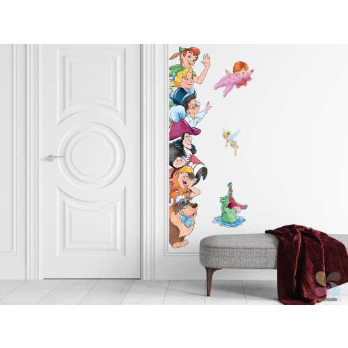 Peter Pan Fabric Wall Stickers, Peter Pan and Tinkerbell Peek a Boo Door Decal
