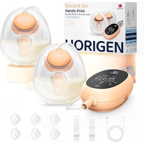Upgraded Wearable Hands Free Breast Pump: D6 Portable Low Noise Breastfeeding Pumps with 3 Modes & 9 Levels & Memory Function | Leak-Proof Double-Seal Design | Strong Suction 15/17/21/25mm Flange