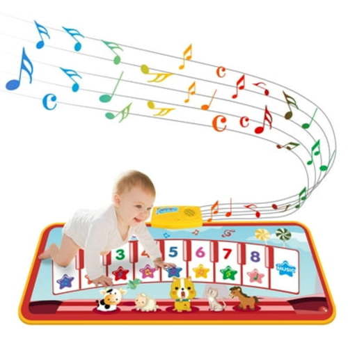 Tecboss Kids Musical Mat Toys, 48'' x 18'' Piano Keyboard Dancing Mat for Baby Early Education
