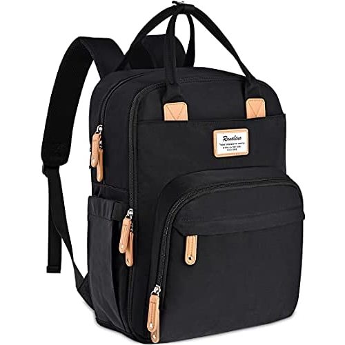 RUVALINO Diaper Bag Backpack, Multifunction Travel Back Pack Maternity Baby Changing Bags, Large Capacity, Waterproof and Stylish, Black