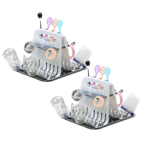 MOQIN High Capacity Drying Rack, Deluxe Countertop Drying Rack, Universal Drying Station, Baby Bottle Drying Rack with Bottle Brushes, Cup and Bottle Drying Rack