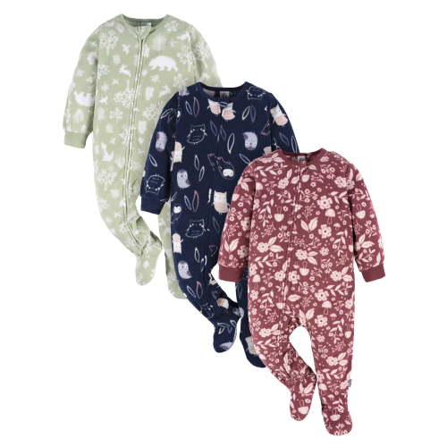 Gerber Baby and Toddler Neutral Microfleece Blanket Sleeper Pajamas, 3-Pack, Sizes 0/3 Months -5T