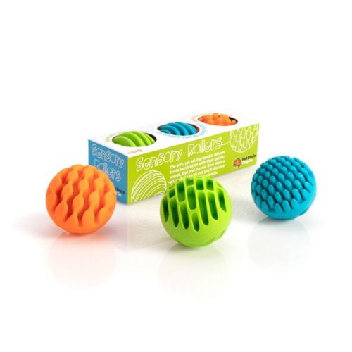 Fat Brain Toys Baby and Toddler Learning Sensory Rollers - Set of 3 Spheres: Creative Thinking, Sensory Development, Fine Motor Skills, BPA-Free