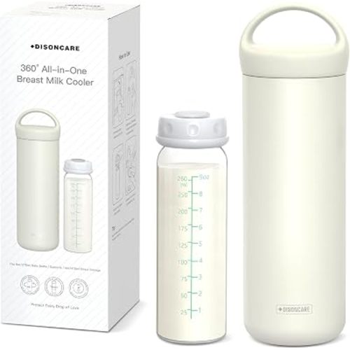 Portable Breastmilk Cooler 9oz Milk Cooler with Storage Bottle, White