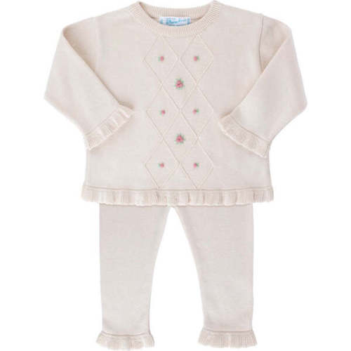 Rosebud Knit Set Ecru 12m