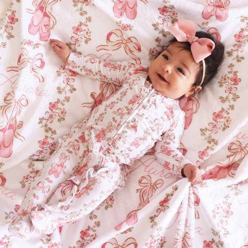 Ballet Blossoms Ruffle Zipper Footie