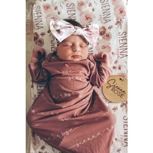 Solid Light Dusty Rose Personalized Newborn Baby Knot Gown