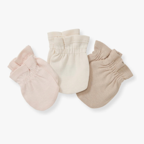 Burt's Bees Baby Unisex Baby Mittens, 100% Organic Cotton, One Size 3-Pack Solid Color Infant Scratch Protection Mitts