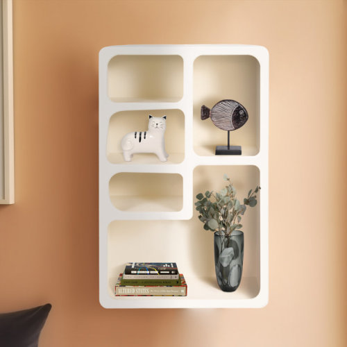 Latitude Run® Aliany White Wood & MDF Wall Storage Unit with Multiple Shelves, 24" Glam Style, Wall-Mounted Organizer for Home, Office, Bedroom, or Living Room - Functional & Stylish Display Shelf & Reviews | Wayfair